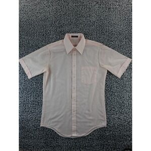 Vintage 60s 70s Knit Sportswear Mens Semisheer Pink Shirt Sz 15 Short Sleeve USA